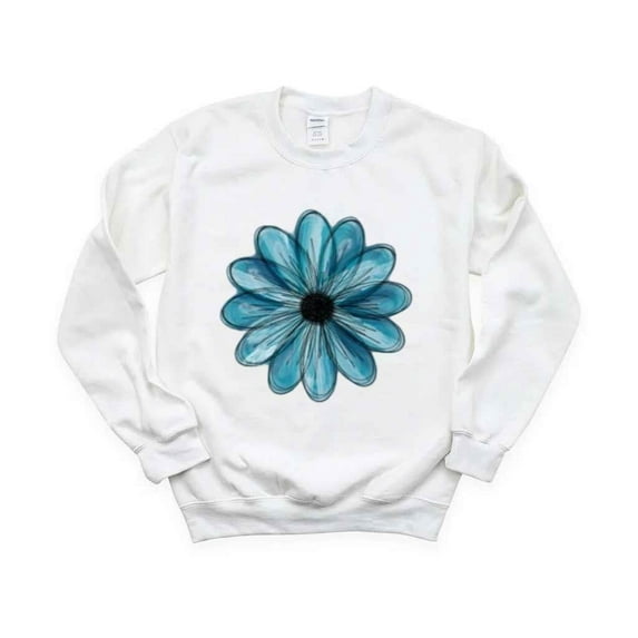 Blue Watercolor Flower T-Shirt , Hoodie , Sweatshirt Soft Artistic Bloom for Floral Aesthetic, for men & women, up to size 5XL