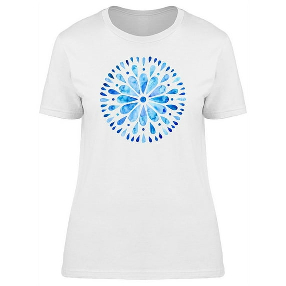 Blue Watercolor Mandala T-Shirt Women -Image by Shutterstock, Female Medium