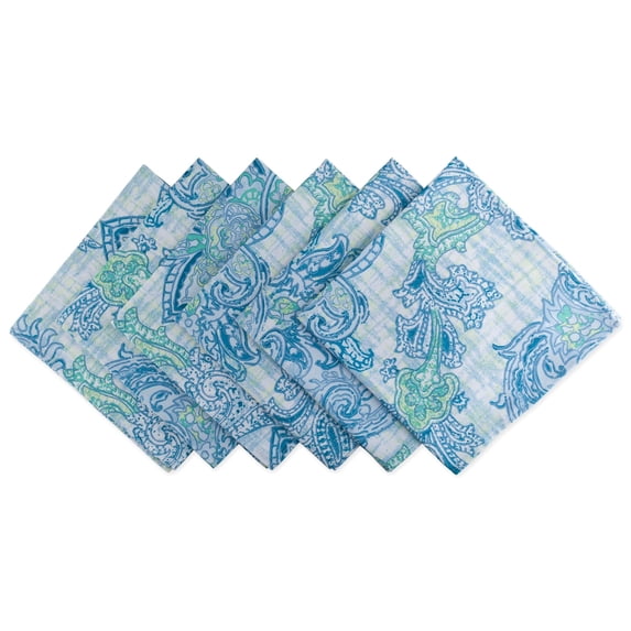 Blue Watercolor Paisley Print Outdoor Napkin (Set of 6)