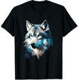 thumbnail image 1 of Blue Watercolor Wolf Portrait Artistic Unisex T-Shirt, 1 of 5