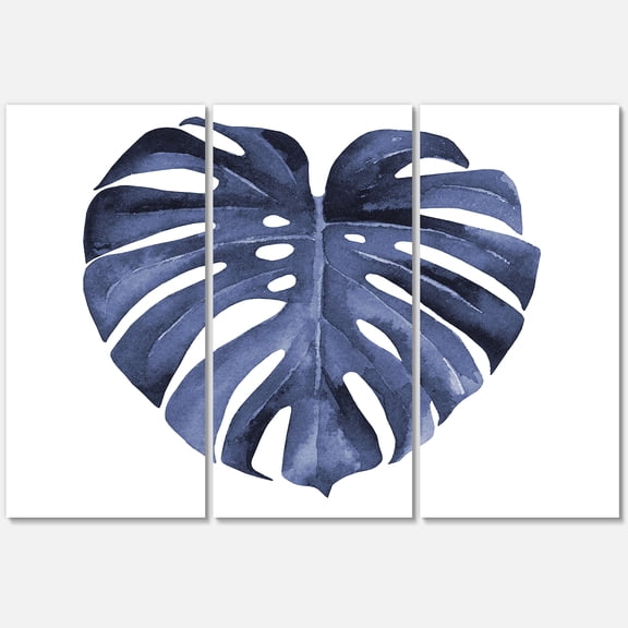 Blue Watercolour Tropical Leaves III 28 in x 36 in Painting Canvas Art Print, by Designart