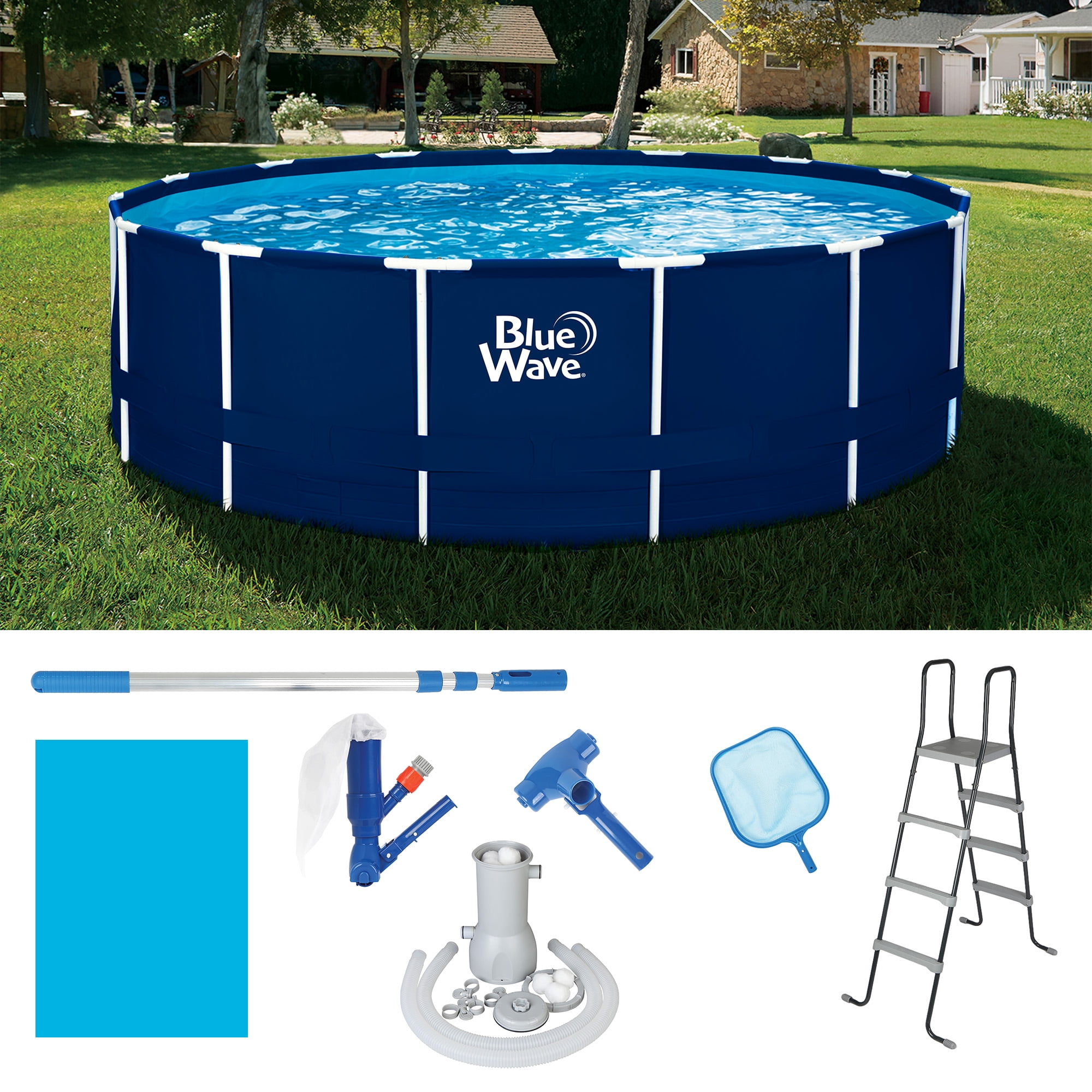 Blue Wave 18ft Round 52in Navy Blue Frame Above Ground