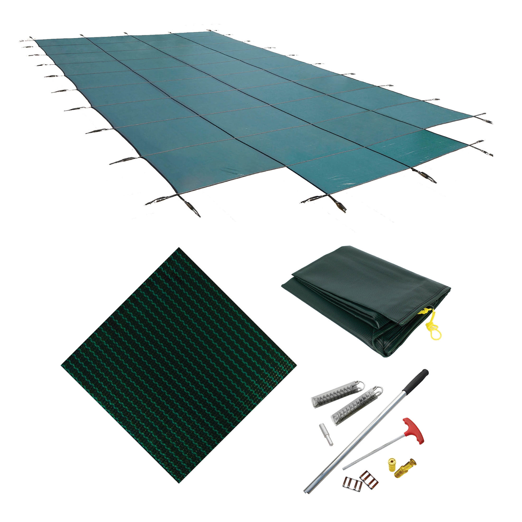 Blue Wave 18' x 36' Rectangular Mesh In-Ground Pool Safety Cover with 4' x 8' Center Step - Green