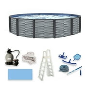 Blue Wave Affinity 15-ft Round 52-in Deep 7-in Top Rail Resin Above Ground Swimming Pool Package