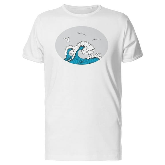 Blue Wave And Seagull T-Shirt Men -Image by Shutterstock, Male 4X-Large
