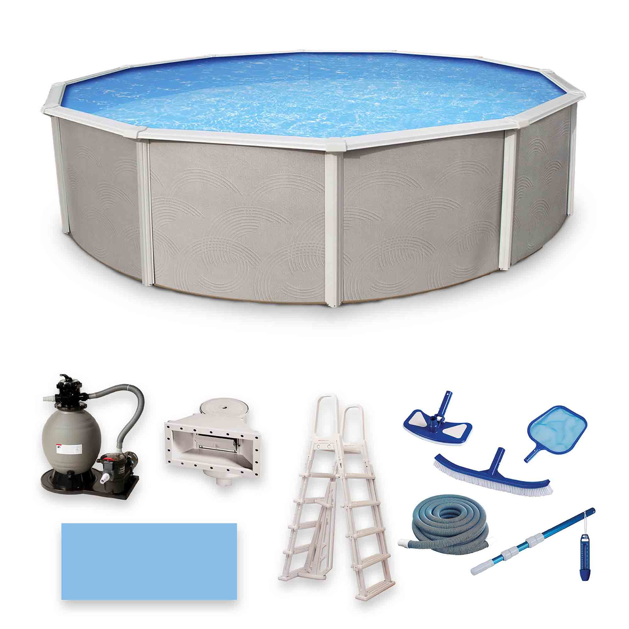 Belize Round 24' Steel Above-Ground Pool with Filter Pump