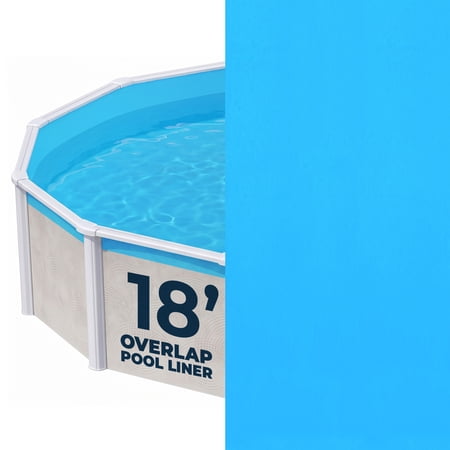 Blue Wave 18-ft Round Overlap Pool Liner for Above-Ground Steel Wall Pools – Weather-Resistant Standard-Gauge Vinyl with Welded Seams, For 48/54-In Deep Walls - Solid Blue