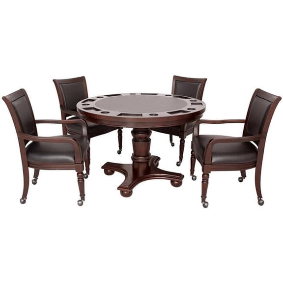 Blue Wave Bridgeport 2-in-1 Poker Game Table Set, Walnut (4-Player) (5 Count)