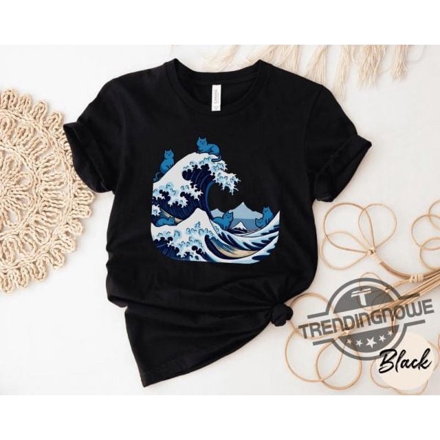 Blue Wave Cat For Kamala Shirt Japanese 2024 Election Tshirt