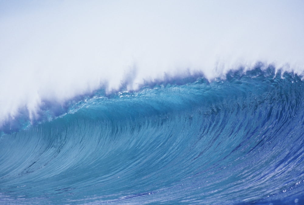 Blue Wave Curling Over Canvas Art - Vince Cavataio Design Pics (20 x 13)