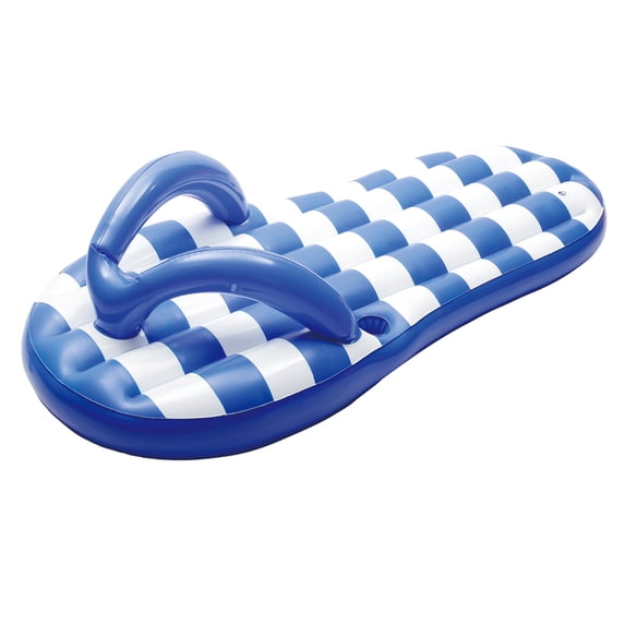 Blue Wave Flip Flop Inflatable Pool Float w/Built-In Cup Holder, 71"L x 37"W x 18"H -Marine Blue
