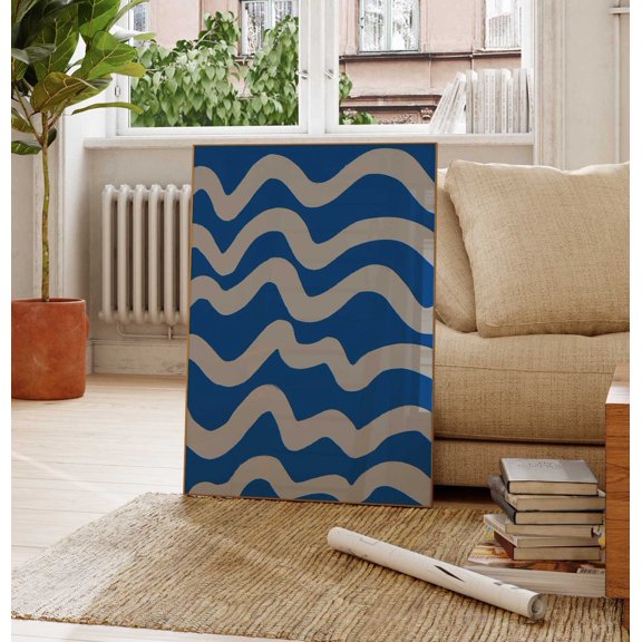 Blue Wave Geometric Minimal Scenic Wall Decor