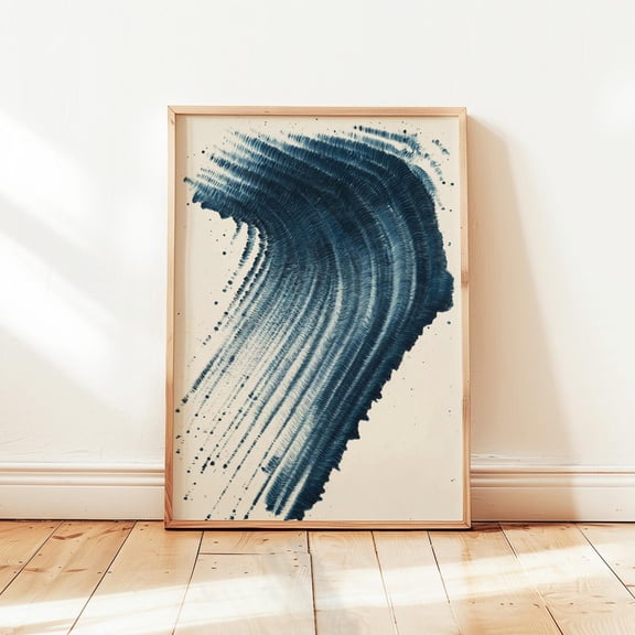 Blue Wave Indigo Brushstroke Poster Unframed Paper Print