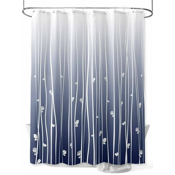 Blue Wave Lines Shower Curtain Set ,Waterproof Fabric Shower Curtains Flower Gradient Minimalist Texture Shower Curtains for Bathroom,Bathroom Decor 72"x84"