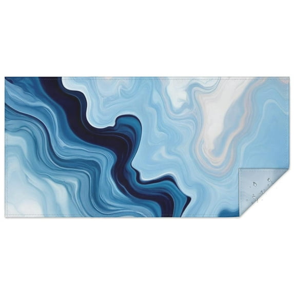 Blue Wave Marble Pattern Rectangle Tablecloth 60"x120",Waterproof Polyester Rectangle Table Cloth, Wipeable Spillproof Polyester Tablecloth for Dining, Camping, Indoor and Outdoor