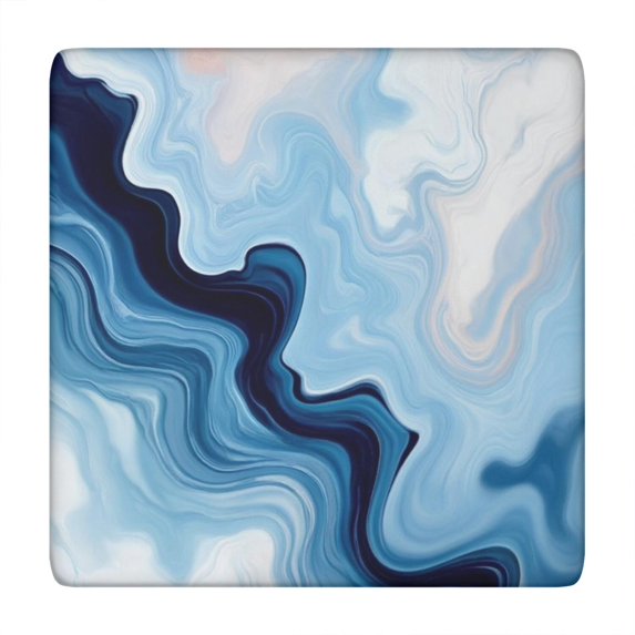 Blue Wave Marble Pattern Square Fitted Tablecloth with Elastic Edge,Square Table Cover,Washable Elastic Table Cover for Home Kitchen Party Decor 34"x34"