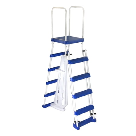 Blue Wave 52-in a-Frame Ladder w/ Safety Barrier and Removable Steps for Above Ground Pools