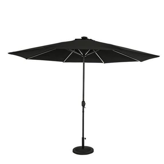 Blue Wave NU6854 11 ft. Calypso II Fiesta Octagonal Market Umbrella with Solar LED Strip Lights, Black - Breez-Tex