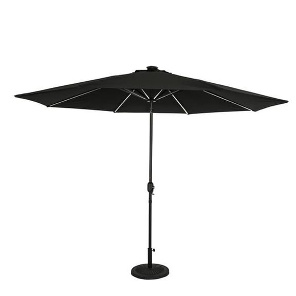Blue Wave NU6854 11 ft. Calypso II Fiesta Octagonal Market Umbrella with Solar LED Strip Lights, Black - Breez-Tex