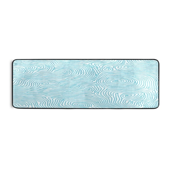 Blue Wave Pattern 72x24" Runner Rug, Non-Slip Memory Foam Cushion, Anti-Crease for Hallways and Bedrooms