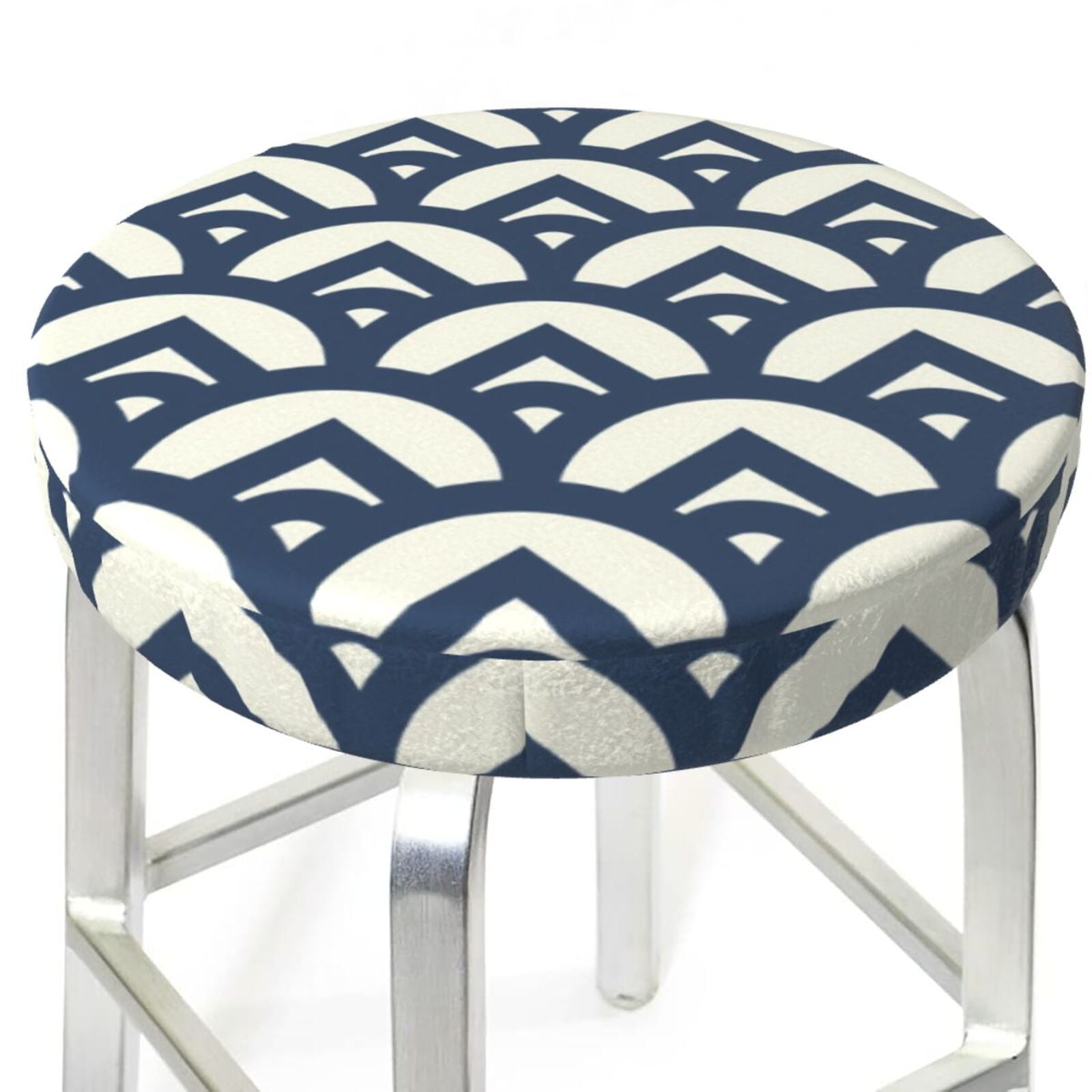 Blue Wave Pattern A Round Bar Stool Covers, Soft Velvet Bar Stool Seat