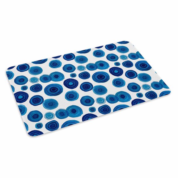 Blue Wave Point Doormat Retro Geometric Watercolor Dark Blue Points Non Slip Low Profile Rubber Door Mat Washable Absorbent Indoor Front Door Mat Entryway Rug Entrance Carpet 18x30 Inch