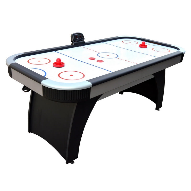 Silver and Black 6 ft. Air Hockey Table with LED Scoring