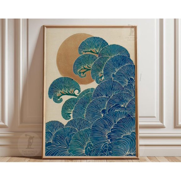 Blue Wave Sun Ocean Wall Art, Unframed Paper Poster 8x10in
