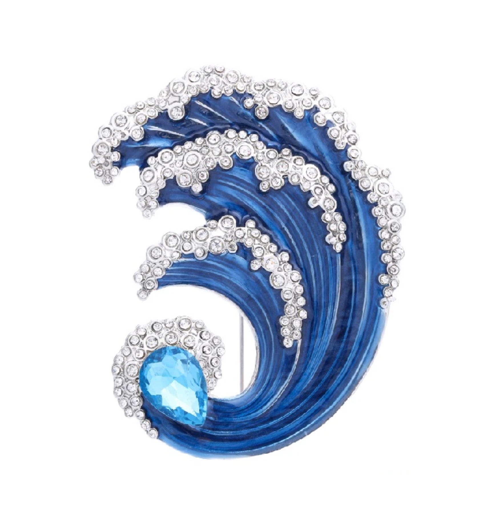 Blue Wave \u0026 Teardrop Crystal Brooch