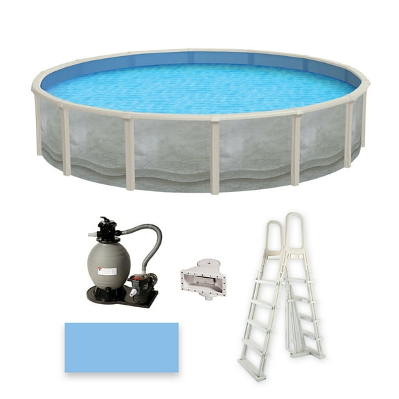 Blue Wave Trinity 21-ft Round 52-in Deep Steel Wall Pool Package with 7-in Top Rail