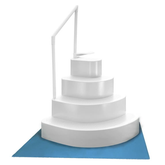 Blue Wave Wedding Cake Above Ground Pool Step w/ Liner Pad - White