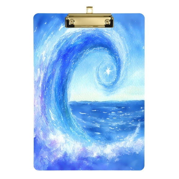 Blue Waves 12.5x9in Clipboard, Durable Acrylic with Metal Clip and Wall Hook for Office or Classroom