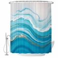 thumbnail image 1 of Blue Waves Abstract Shower Curtain, Waterproof Shower Curtains for Bathroom, Modern Water Ripple Striped Washable Fabric Bathtub Curtain Set Bath Decor with 12 Hooks Stall 36"x72", 1 of 8
