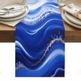 thumbnail image 1 of Blue Waves Abstract Table Runner - 36 Inch Long, Kitchen Dining Table Runner Dresser Scarves, Ocean Fluid Gradient Luxury Farmhouse Decor for Coffee Tables Wedding Party Banquet, 1 of 8