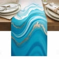 thumbnail image 1 of Blue Waves Abstract Table Runner - 90 Inch Long, Kitchen Dining Table Runner Dresser Scarves, Modern Water Ripple Striped Farmhouse Decor for Coffee Tables Wedding Party Banquet, 1 of 8