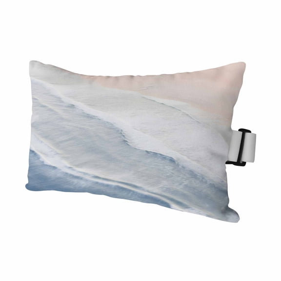 Blue Waves Bohemian Beach Sand Outdoor Pillow for Chaise Lounge Chair,Summer Coastal Nautical Waterproof Headrest Lumbar Pillows with Insert&Elastic Strap for Patio Pool Garden Chairs Decor,1 Pack