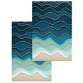 thumbnail image 1 of Blue Waves Kitchen Dish Towels for Drying Dishes Set of 2, Rustic Abstract Beach Ombre Stripes Art Waffle Weave Microfiber Hand Tea Bathroom Towels Quick Dry & Absorbent Towel 15.7x23.6, 1 of 7