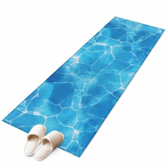 Blue Waves Kitchen Runner Rug 2x6 Washable Runners for Hallway Non Slip Seaside Summer Ocean Nautical Coastal Large Area Rug Indoor Floor Carpet for Bathroom Laundry Entryway Bedroom Living Room