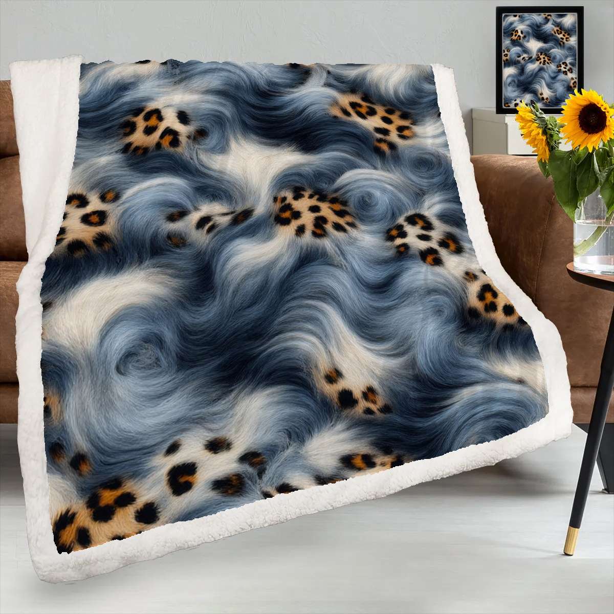 Mammoth Blue Pattern Print Blanket