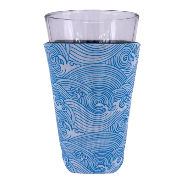 Blue Waves Pattern Pint Glass Coolie
