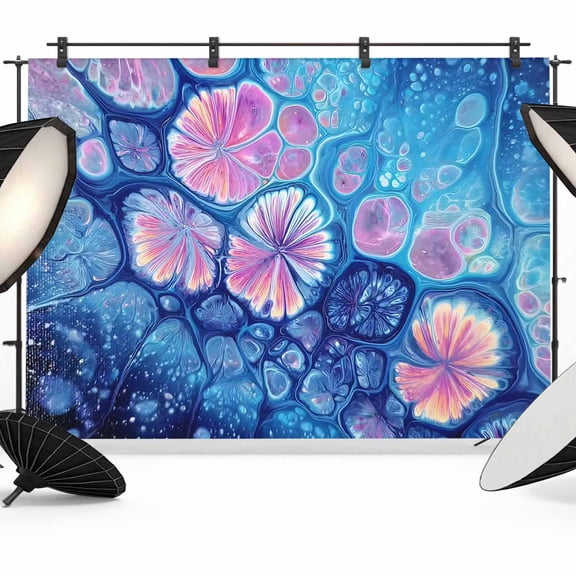 Blue Waves Photography Backdrop 10x8FT, Modern Abstract Gradual Blue Red Ocean Flower Fluid Photo Backdrops, Background for Photography Studio Photo Studio Background, Back Drop for Photoshoot
