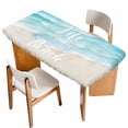 thumbnail image 1 of Blue Waves Table Cloths for 4 Foot Rectangle Tables, Summer Beach Coastal Nautical Ocean Patio Waterproof Elastic Fitted Tablecloths, Washable Rectangular Table Cover for Camping, 1 of 8