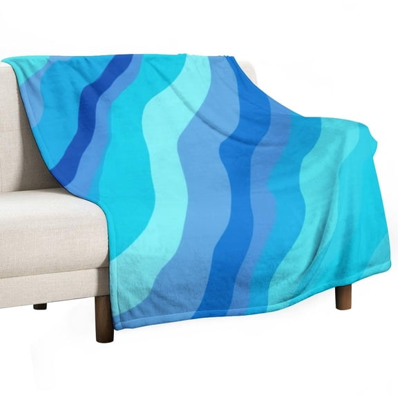 Blue Wavy Abstract Art Blankets Bedroom Living Room Sofa Throw Blankets for Beds