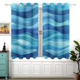 thumbnail image 1 of Blue Wavy Art Pattern 2 Panels 54x55 Inch Blackout Curtains Thermal Insulated for Living Room Bedroom, 1 of 5