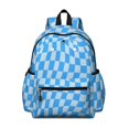 thumbnail image 1 of Blue Wavy Checkered Pattern Backpack for School, Cute School Bag with Adjustable Shoulder Straps and Padded Back, 13.4"x11"x4.7", 1 of 5