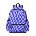 thumbnail image 1 of Blue Wavy Checkered Pattern Backpack for School, Cute School Bag with Adjustable Shoulder Straps and Padded Back, 13.4"x11"x4.7", 1 of 5