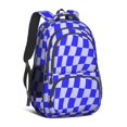 thumbnail image 1 of Blue Wavy Checkered Pattern Backpack for School, Cute School Bag with Adjustable Shoulder Straps and Padded Back, 16.9"x12.6"x5.9", 1 of 3