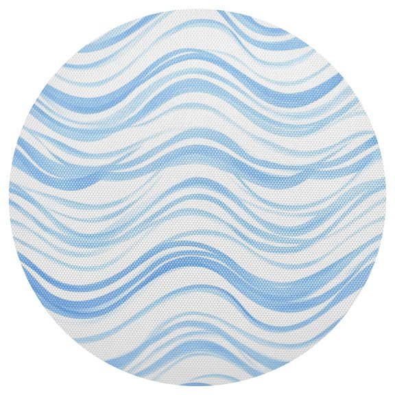 Blue Wavy Line Pastel Colored PVC Round Grid Placemat Table Mat 1 Pc 15.4" x 15.4"
