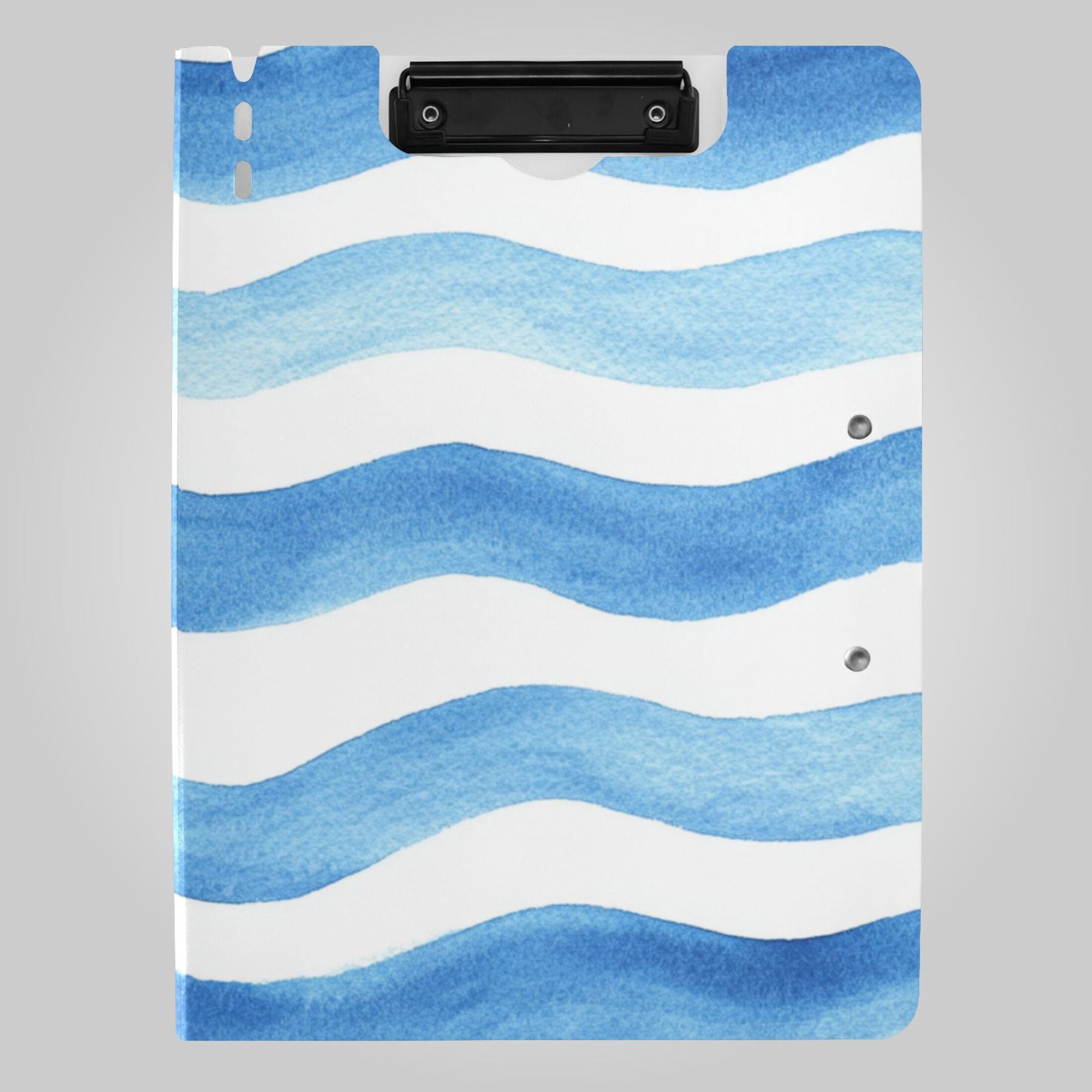 Blue Wavy Line Watercolor Foldable Binder Folder Clipboard with Pen ...