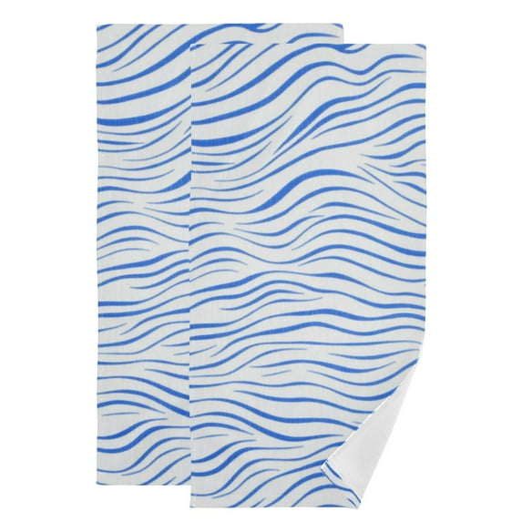Blue Wavy Lines Hand Towel Absorbent Bath Towels for Bathroom Sports Gym 28" x 14" Set of 2
